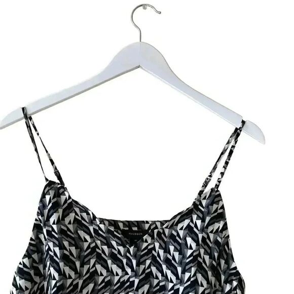 Halogen BLACK- BLUE SHATTERED GLASS Womens Tank Top Blouse SZ M - Picture 2 of 12